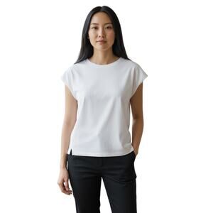 Eileen Fisher Organic Cotton White short Sleeve Tee Wardrobe Staple Women’s XS